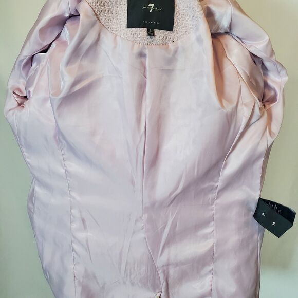 NEW 7 For All Mankind Women’s Tweed Blazer Small Purple Silver Button Jacket - Picture 9 of 12